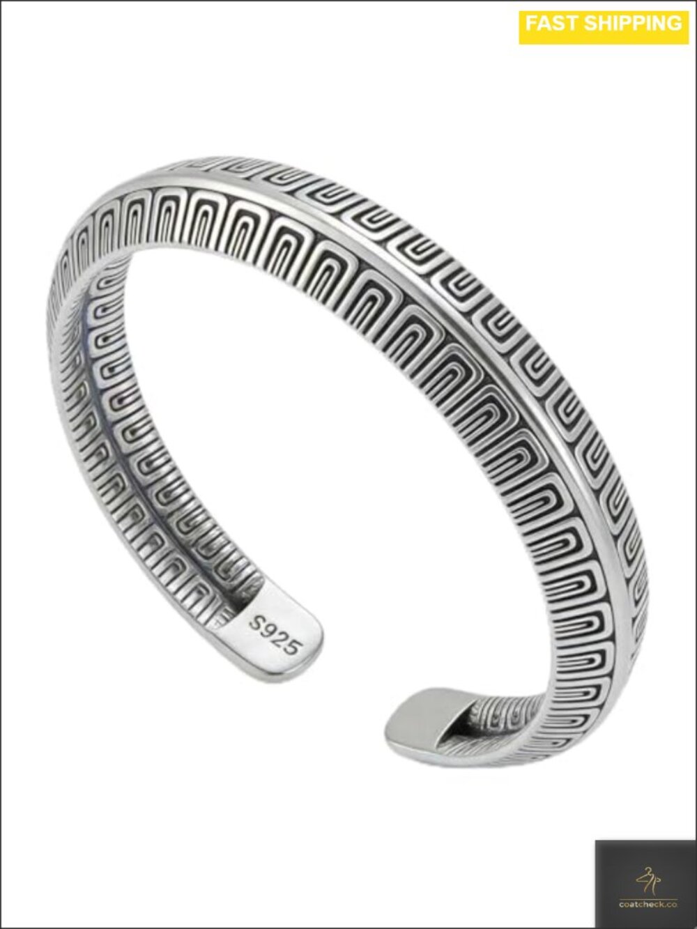 Sterling Silver Open Bangle Cuff Bracelet Stacked Design Adjustable